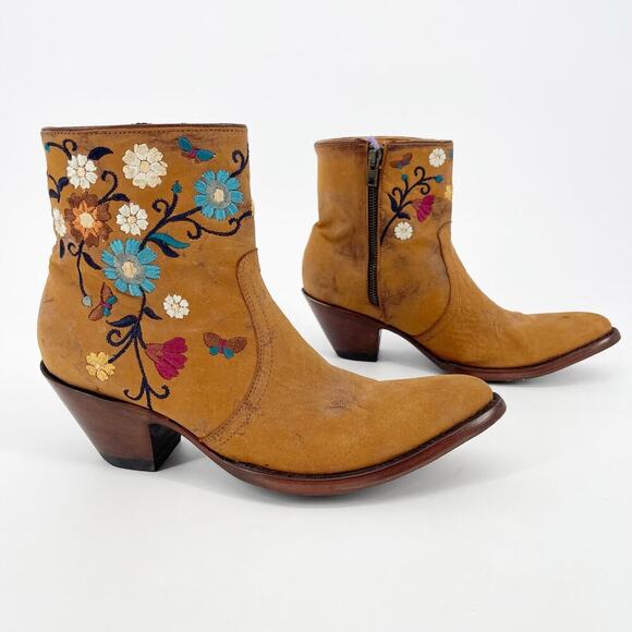 Old Gringo Brass Leather Catlyn Floral Distressed Western Cowgirl Boot size 8 - Picture 1 of 10